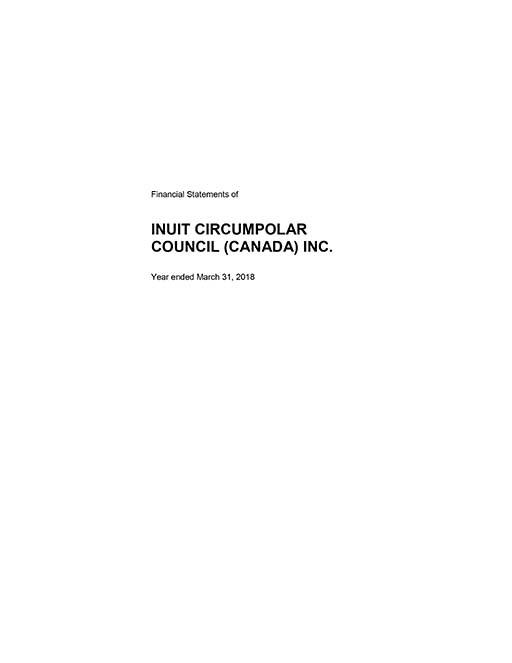 Inuit Circumpolar Council (Canada) Inc. – Financial Statements March 31, 2018