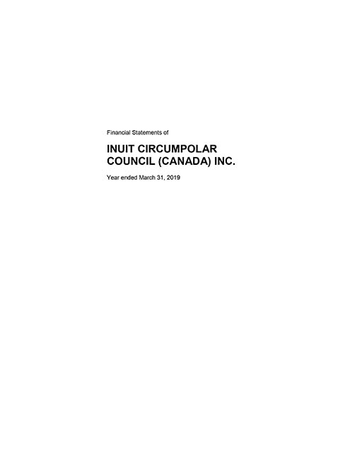Inuit Circumpolar Council (Canada) Inc. – Financial Statements March 31, 2019