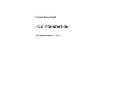 I.C.C. Foundation – Financial Statements March 31, 2015