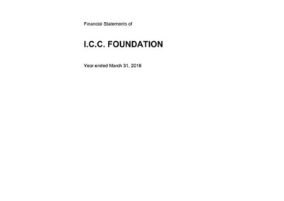 I.C.C. Foundation – Financial Statements March 31, 2018