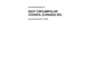 Inuit Circumpolar Council (Canada) Inc. – Financial Statements March 31, 2019