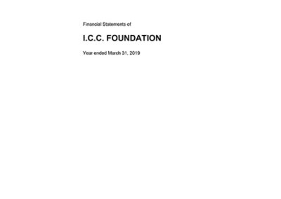 I.C.C. Foundation – Financial Statements March 31, 2019