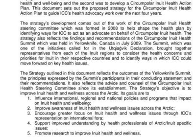 Circumpolar Inuit Health Strategy 2010-2014