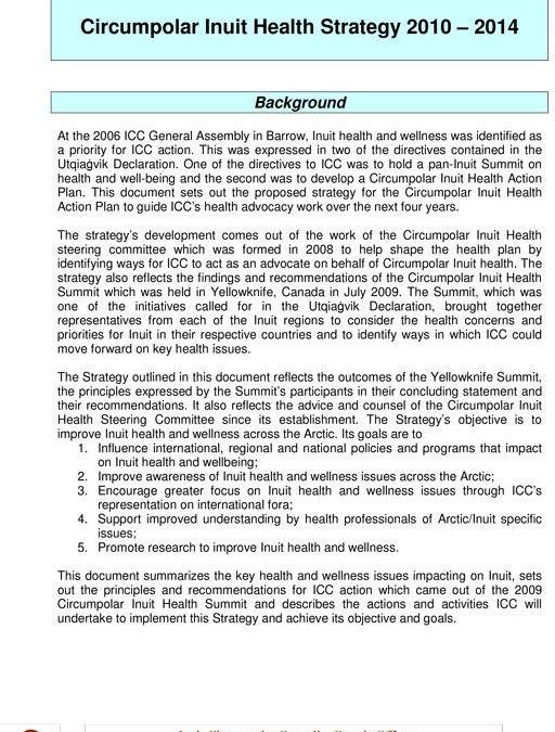 Circumpolar Inuit Health Strategy 2010-2014
