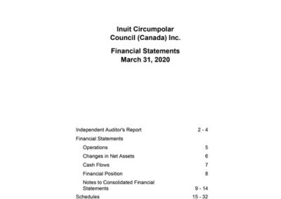 Inuit Circumpolar Council (Canada) Inc. – Financial Statements March 31, 2020