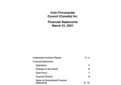 Inuit Circumpolar Council (Canada) Inc. – Financial Statements March 31, 2021