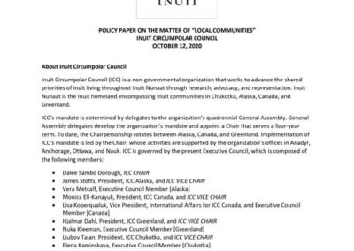 Policy Paper on the Matter of “Local Communities”