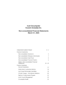 Cover page: Inuit Circumpolar Council (Canada) Inc. Non-consolidated Financial Statements, March 31, 2025