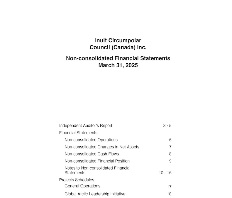 Inuit Circumpolar Council (Canada) Inc. – Non-consolidated Financial Statements March 31, 2025