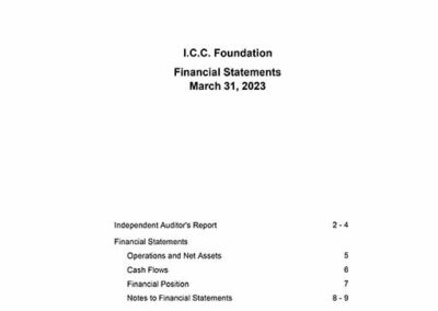 I.C.C. Foundation – Financial Statements March 31, 2023