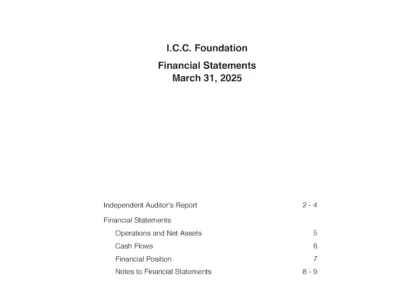 I.C.C. Foundation – Financial Statements March 31, 2025